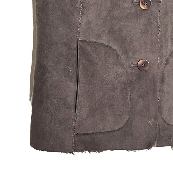 Talbots Brown Faux Suede Sherpa Vest Size 8P Cozy Winter Outerwear - Picture 5 of 12